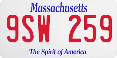 MA license plate 9SW259