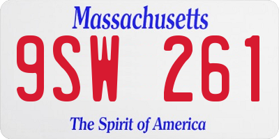 MA license plate 9SW261