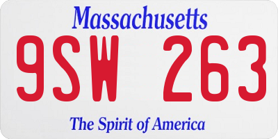 MA license plate 9SW263
