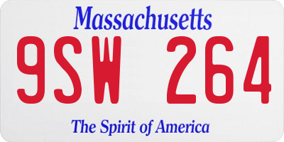 MA license plate 9SW264