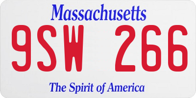 MA license plate 9SW266
