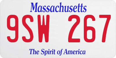 MA license plate 9SW267