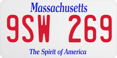 MA license plate 9SW269