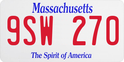MA license plate 9SW270