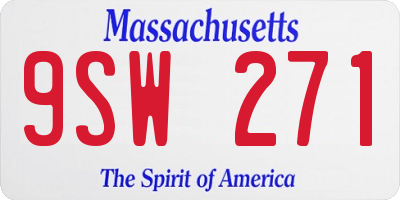 MA license plate 9SW271