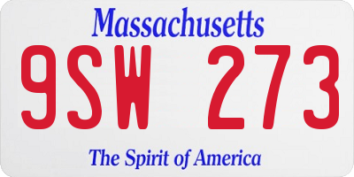 MA license plate 9SW273