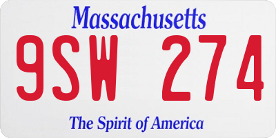 MA license plate 9SW274