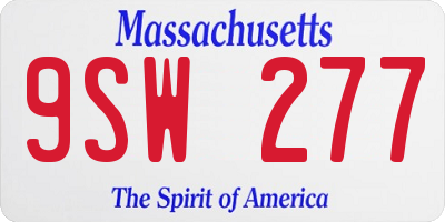 MA license plate 9SW277