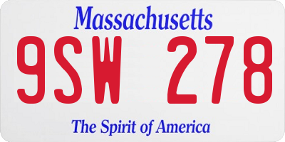 MA license plate 9SW278