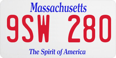 MA license plate 9SW280