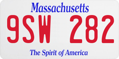 MA license plate 9SW282