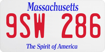 MA license plate 9SW286