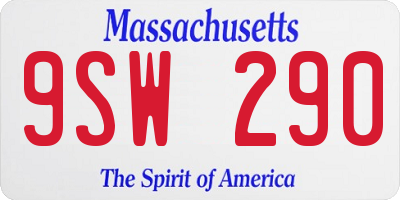 MA license plate 9SW290