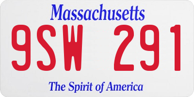 MA license plate 9SW291