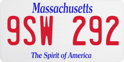 MA license plate 9SW292