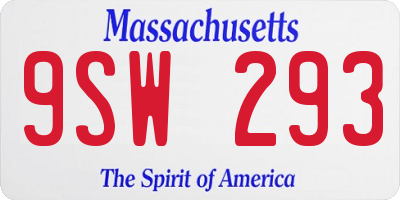 MA license plate 9SW293