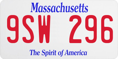 MA license plate 9SW296