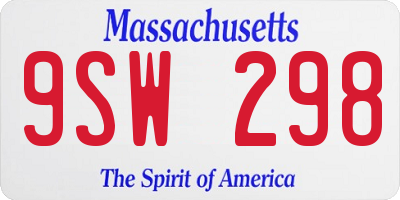 MA license plate 9SW298