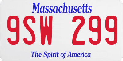 MA license plate 9SW299