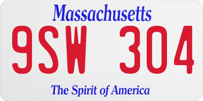 MA license plate 9SW304