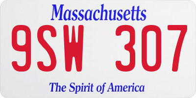 MA license plate 9SW307