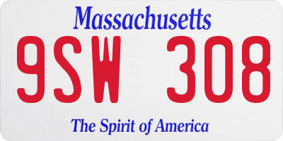MA license plate 9SW308