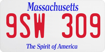 MA license plate 9SW309