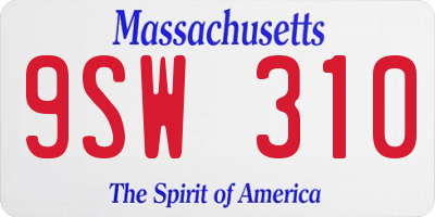 MA license plate 9SW310