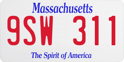 MA license plate 9SW311