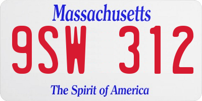 MA license plate 9SW312
