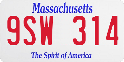 MA license plate 9SW314
