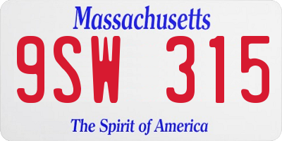 MA license plate 9SW315