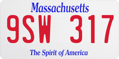 MA license plate 9SW317