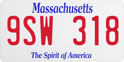 MA license plate 9SW318