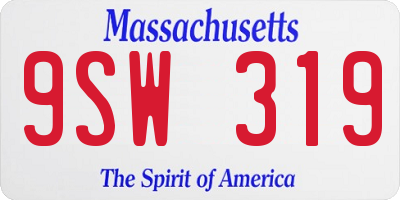 MA license plate 9SW319