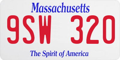 MA license plate 9SW320