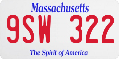 MA license plate 9SW322