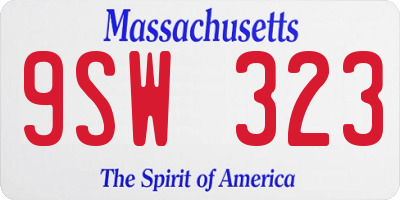 MA license plate 9SW323