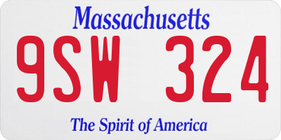 MA license plate 9SW324