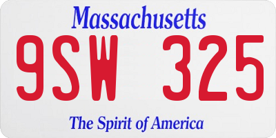 MA license plate 9SW325