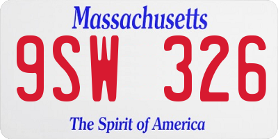MA license plate 9SW326