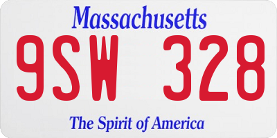 MA license plate 9SW328