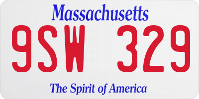 MA license plate 9SW329