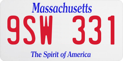 MA license plate 9SW331
