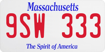 MA license plate 9SW333