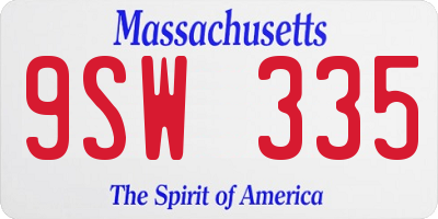 MA license plate 9SW335
