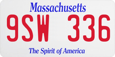 MA license plate 9SW336