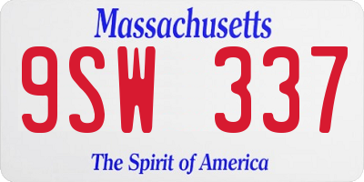 MA license plate 9SW337