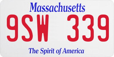 MA license plate 9SW339