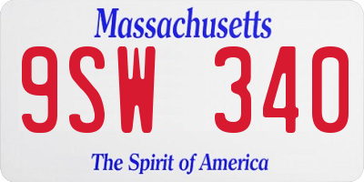 MA license plate 9SW340